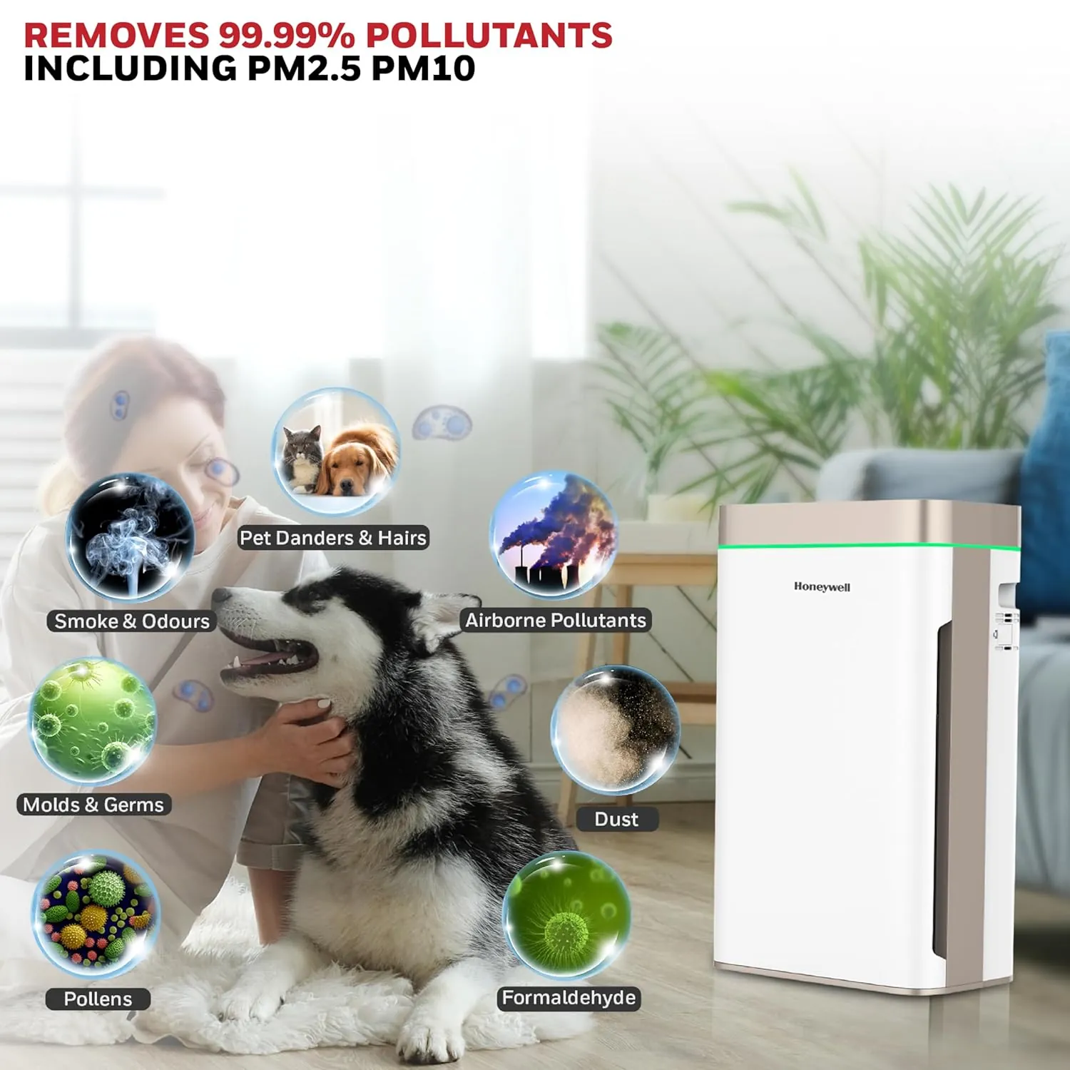 Honeywell Air Touch U2 removes 99.99% pollutants including PM2.5 and PM10