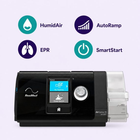 ResMed AirSense 10 comfort features: HumidAir, AutoRamp, EPR, SmartStart