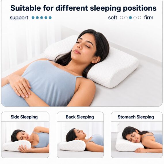 BYM Contour Memory Foam Pillow Suitable for Side Sleeping Back Sleeping and Stomach Sleeping Positions