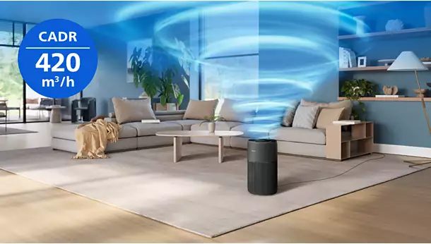 Philips AC2221 CADR 420 m³/h air purifier in living room