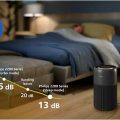 Philips AC2221 SilentWings noise chart, 13dB sleep mode to 45dB turbo mode