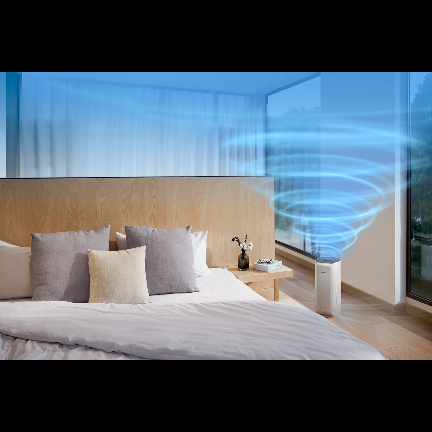 Philips AC3059/65 airflow coverage in a bedroom