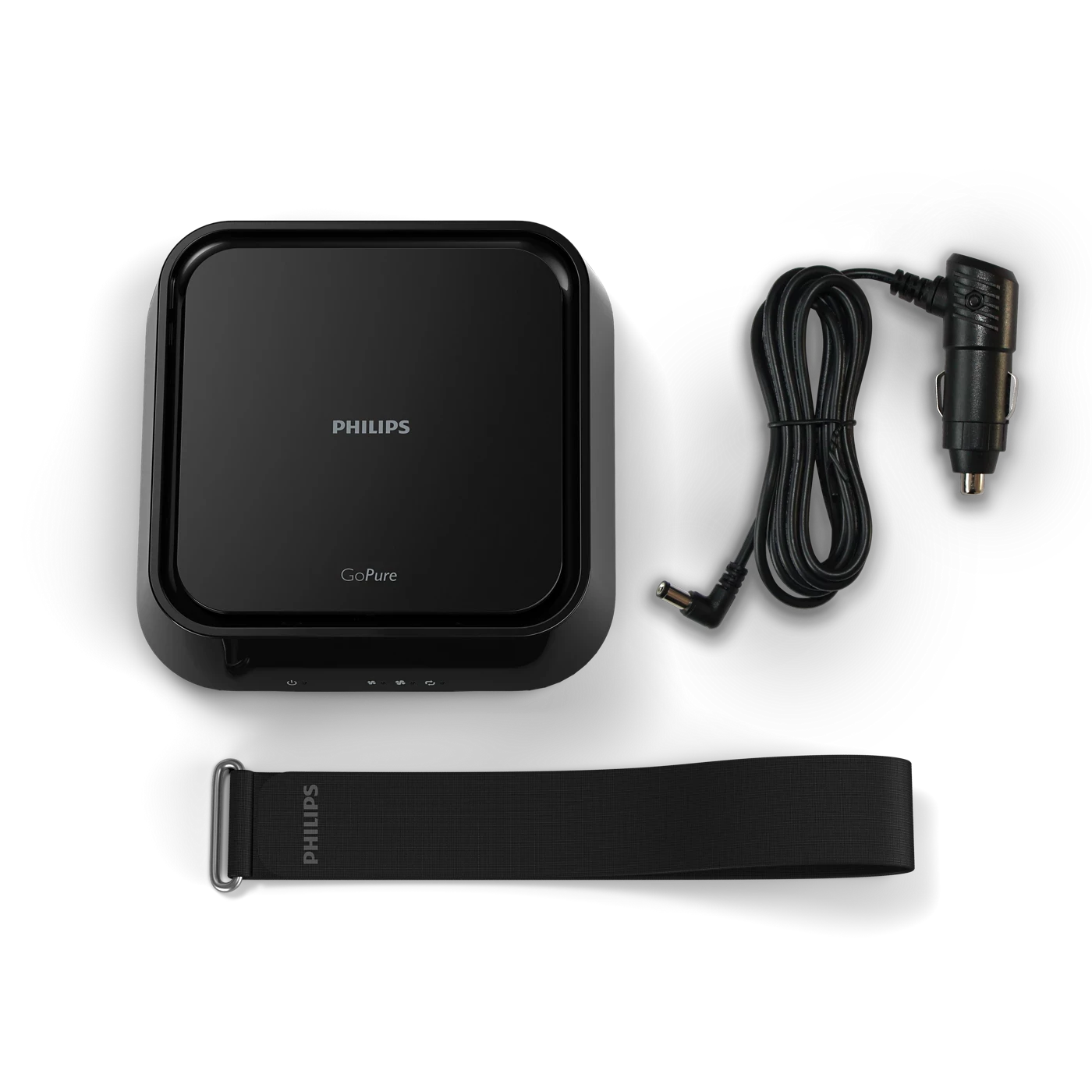 Philips GoPure 5212 package contents: air purifier, power cable, attachment belt, user manual