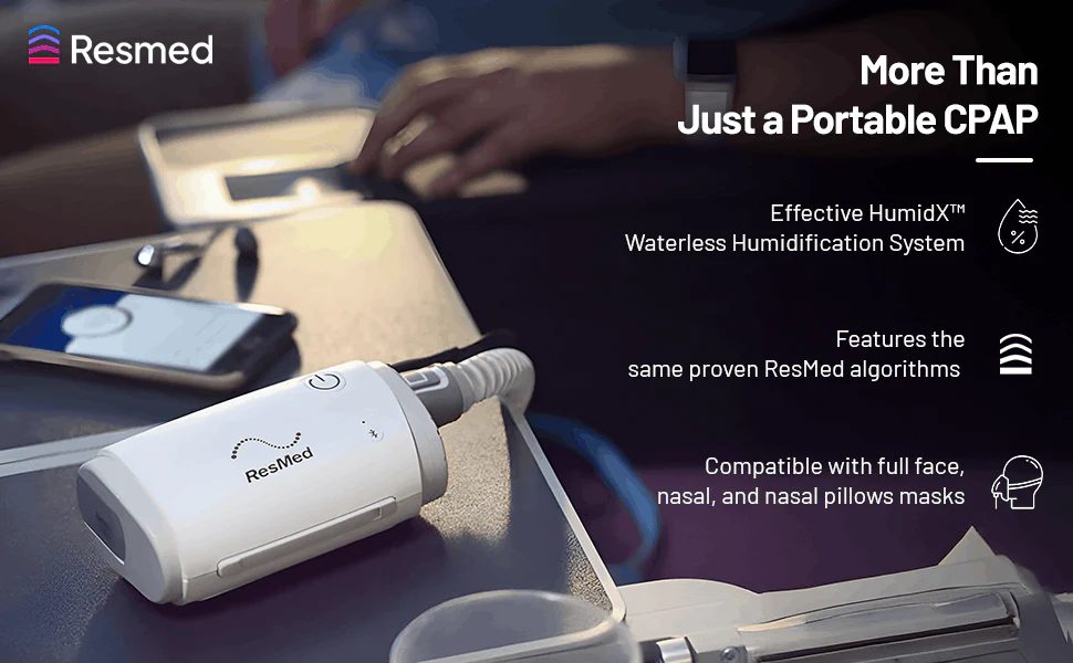 ResMed AirMini: more than just a portable CPAP — HumidX, same trusted algorithms, compatible with full face, nasal, and nasal pillow masks
