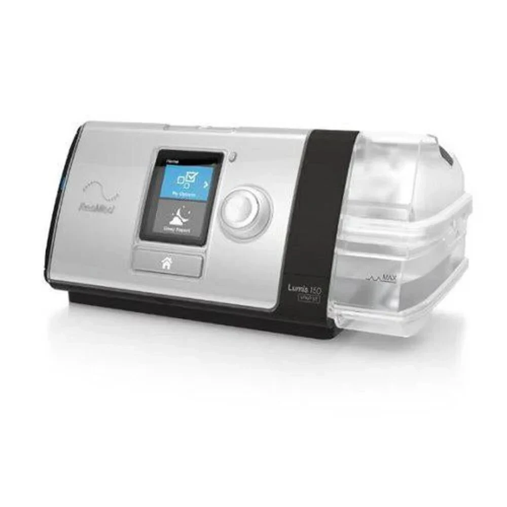 ResMed Lumis 150 VPAP ST-A non-invasive ventilator front view with integrated humidifier