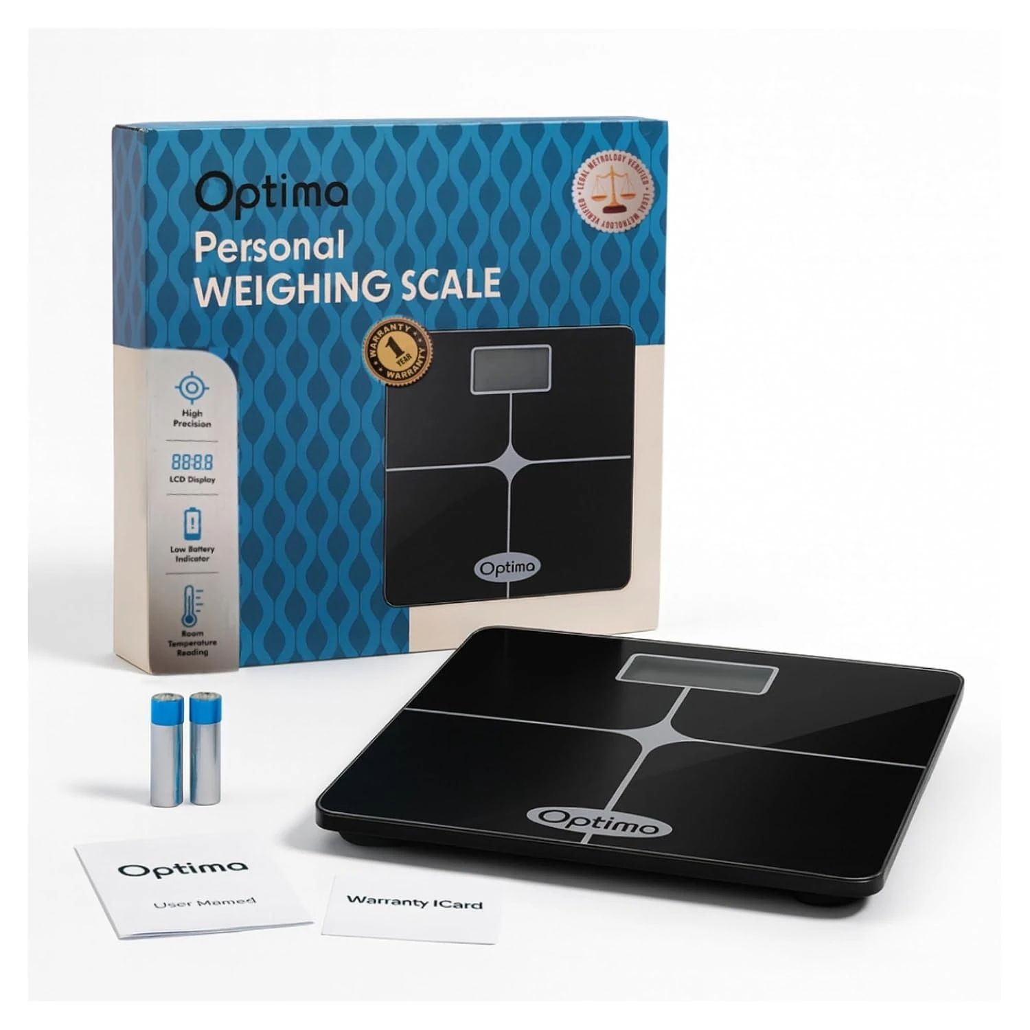 Optima Weighing Scale Price India — product packaging and scale, front view
