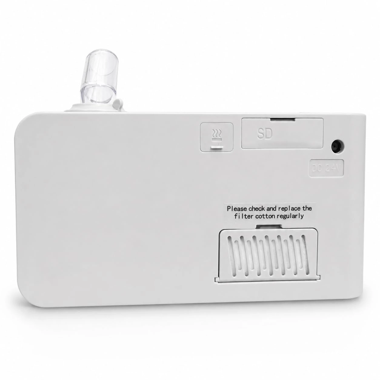 Cpure CPAP Device back view showing ports and compact design