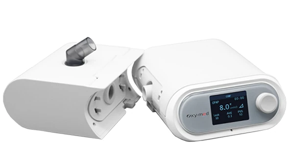 Oxymed SleepEasy AutoCPAP with humidifier chamber detached from the main unit
