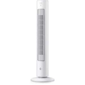 Philips Tower Fan 5000 Series cooling a living room with sheer curtains