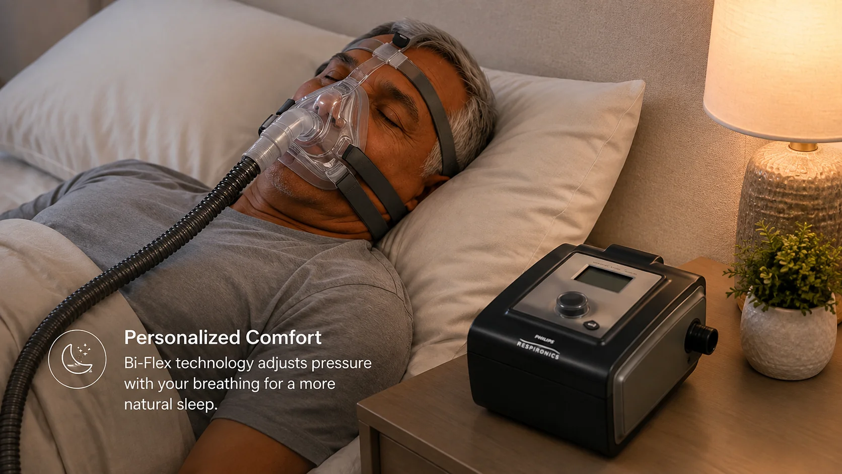 Philips DreamStation BiPAP Auto BiFlex personalized comfort, Bi-Flex technology adjusts pressure with your breathing