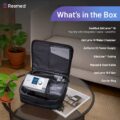 What's in the box with ResMed AirCurve 10 VAuto: machine with integrated heated humidifier, water chamber, power supply, SlimLine tubing, filter, manual, and carrier bag