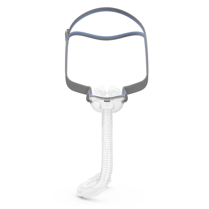 ResMed AirFit P10 for AirMini nasal pillow mask with tubing, side view, no model