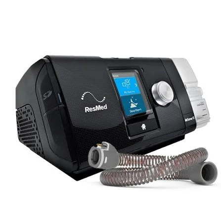 ResMed ClimateLineAir heated tubing connected to a ResMed AirSense 10 CPAP machine