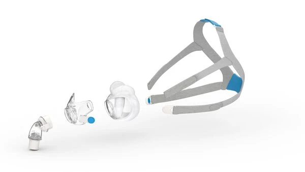 ResMed AirFit F30 mask components: cushion, frame, and headgear