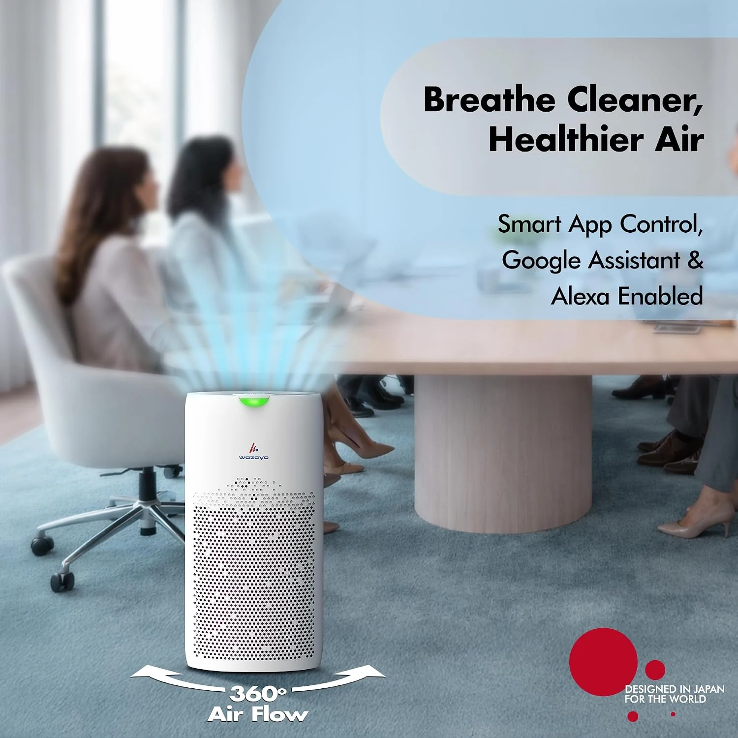WOZOYO Pure Air PA5 in a home office with smart app control